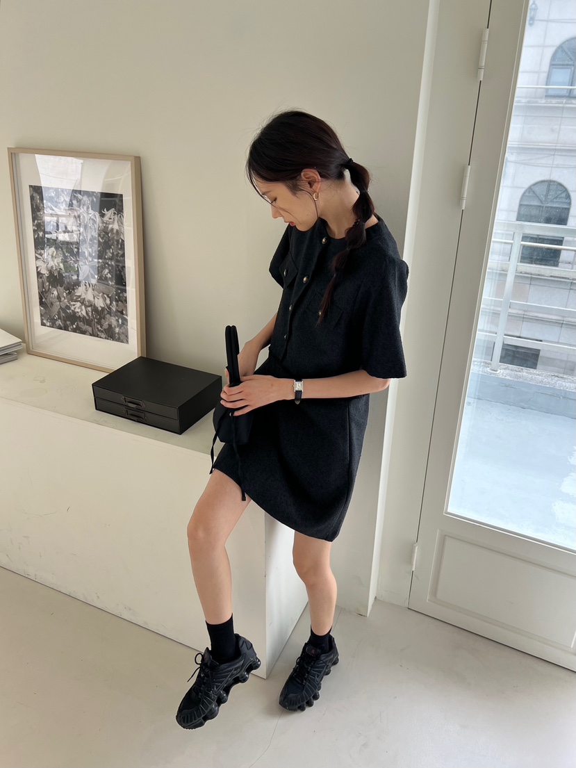 ME MO韓國直郵女裝新款推薦真品時尚24秋冬人氣連衣裙花呢ME MO連衣裙